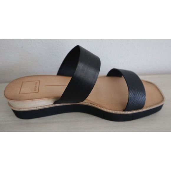 Dolce Vita Women's Sz 9.5 Black Embossed Leather Parni Double Strap Sandals - Picture 6 of 15